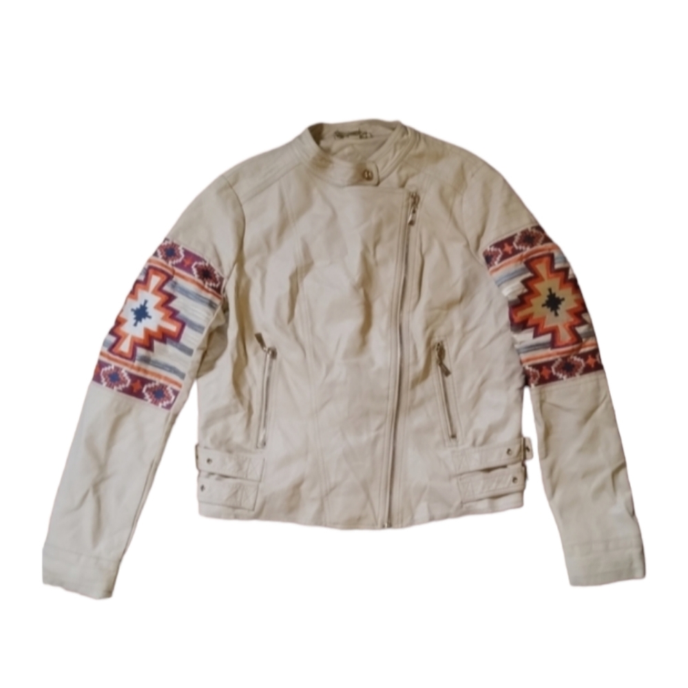 Nordstrom Joujou Aztec patch faux leather jacket